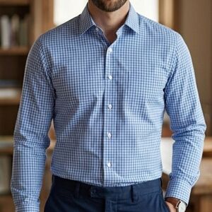 Banana Republic Blue Checkered Dress Shirt